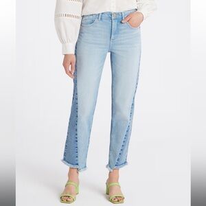 NWOT Democracy Ab Solution High Rise Two-Tone Straight Leg Jean